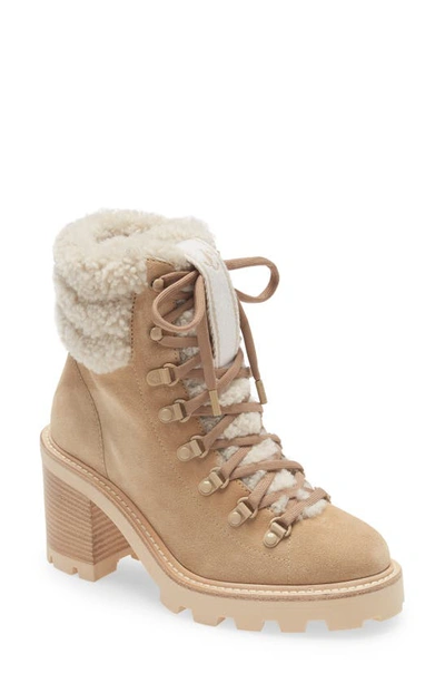 Jimmy Choo Eshe 65 Shearling-lined Suede Ankle Boots In Stucco/natural