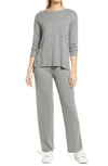Anne Klein Cotton Blend Sweater & Pants Set In Med Heather Grey