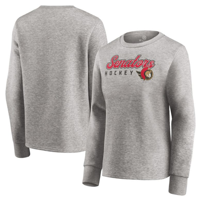 Fanatics Branded Heathered Gray Ottawa Senators Fan Favorite Script Pullover Sweatshirt