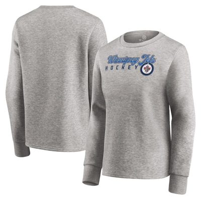 Fanatics Branded Heathered Gray Winnipeg Jets Fan Favorite Script Pullover Sweatshirt