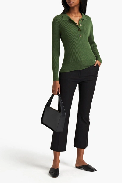 Frame Le Crop Cotton-blend Twill Bootcut Pants In Black
