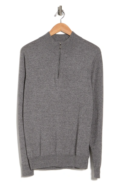 14th & Union 14th And Union Cotton Cashmere Quarter Zip Trim Fit Sweater In Grey Shade Marl
