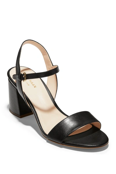 Cole Haan Josie Block Heel Sandal In Black Leather / Woven