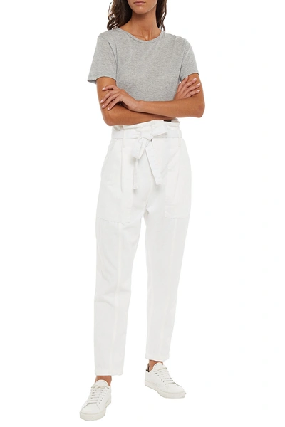 Dl1961 Pleated High-rise Tapered Jeans In White