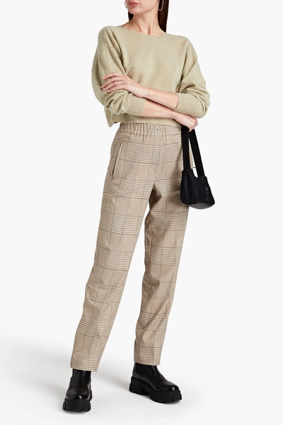 Remain Birger Christensen Meg Prince Of Wales Checked Jacquard Tapered Trousers In Animal Print