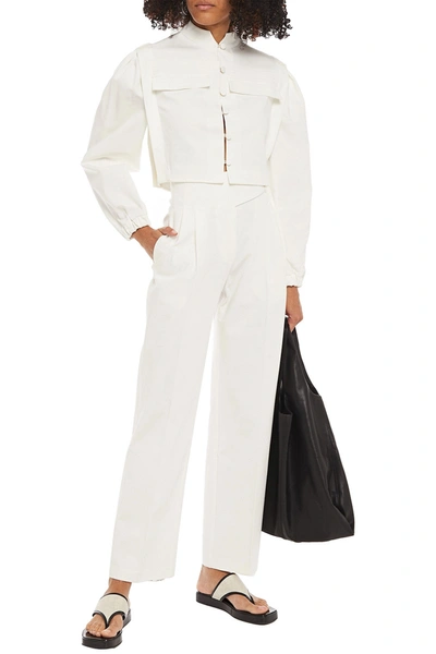 Piece Of White Selena Pleated Stretch-gabardine Jacket In White