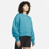 Nike Sportswear Collection Essentials Women's Oversized Fleece Crew Sweatshirt In Cyber Teal,white