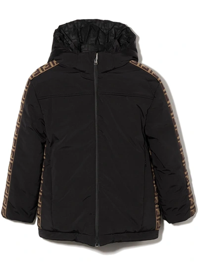 Fendi Ff-motif Reversible Puffer Jacket In 黑色
