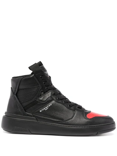Givenchy Wing Leather Mesh-detail Sneakers In 黑色