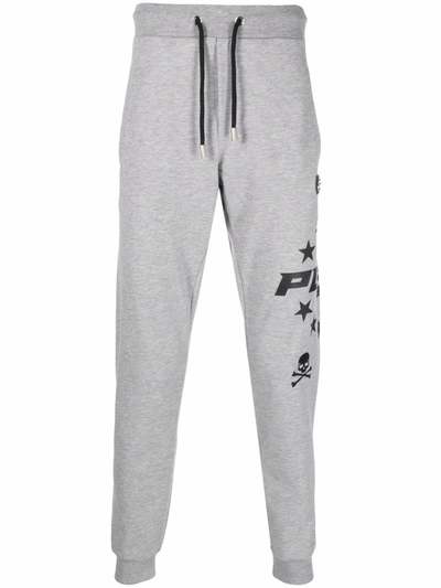 Philipp Plein Logo Drawstring Track Trousers In 灰色