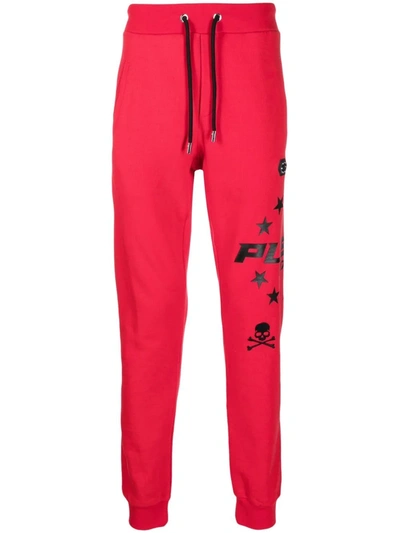 Philipp Plein Logo Skull Tracksuit Bottoms In 红色