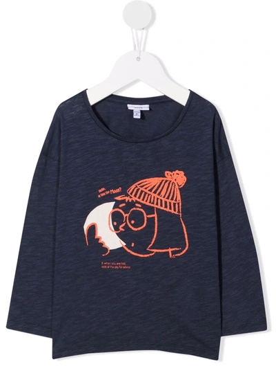 Knot Moon Advice Graphic-print Long-sleeve T-shirt In 蓝色