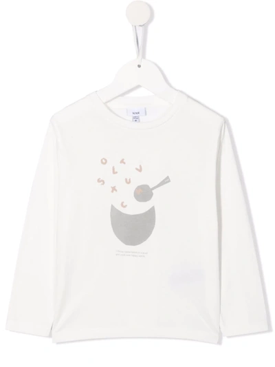 Knot Cook New Words Long-sleeve T-shirt In 白色