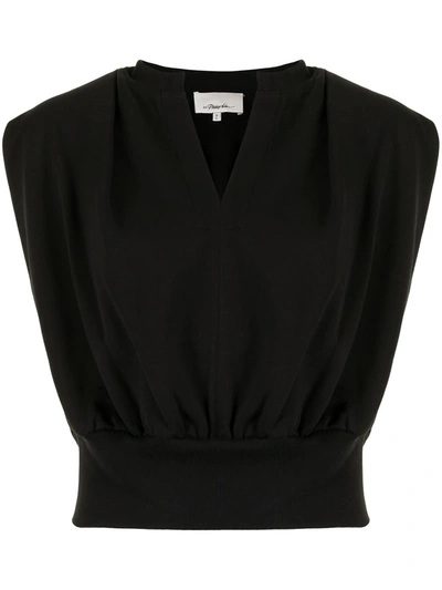 3.1 Phillip Lim Split-neck Sleeveless Top In Black