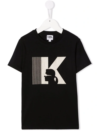 Karl Lagerfeld Kids' Logo-print Cotton T-shirt In Black