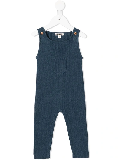 Bonton Babies' Knitted Sleeveless Romper In 蓝色
