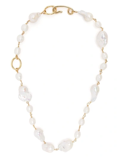 Jil Sander Grainy Baroque Pearl Choker Necklace In Neutrals