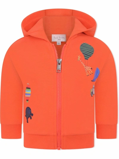 Paul Smith Junior Babies' Graphic-print Cotton Hoodie In 橘色