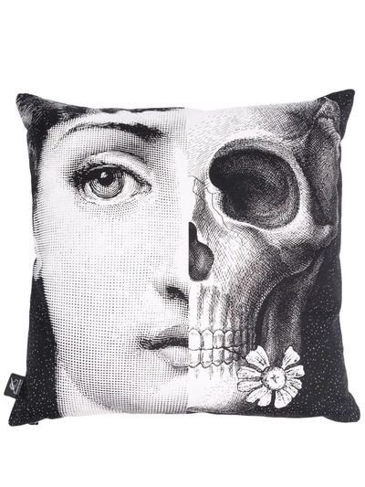 Fornasetti Face Print Cushion In Black