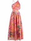 Zimmermann Tropicana Asymmetric Cutout Midi Dress In Pink