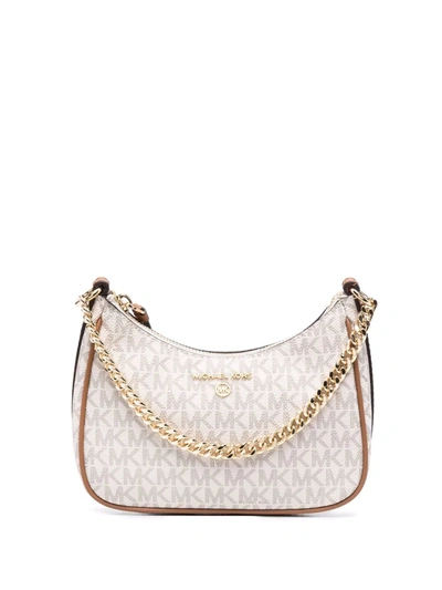 Michael Michael Kors Small Jet Set Charm Logo Shoulder Bag In White