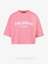 Balmain Women Logo Organic Cotton Cropped T-shirt In Pink