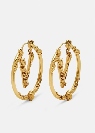 Versace Virtus Hoop Earrings In Gold