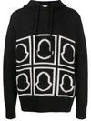 Moncler Logo-intarsia Knitted Hoodie In Black