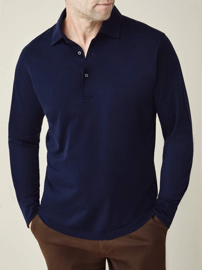 Luca Faloni Midnight Blue Amalfi Silk-cotton Polo Shirt In Dark Blue