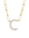 Saks Fifth Avenue Women's 14k Yellow Gold & 0.40 Tcw Diamond Large Initial Pendant Necklace In Initial C