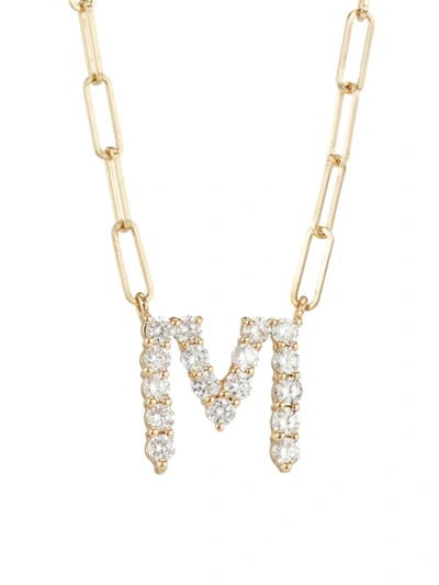 Saks Fifth Avenue Women's 14k Yellow Gold & 0.40 Tcw Diamond Large Initial Pendant Necklace In Initial M