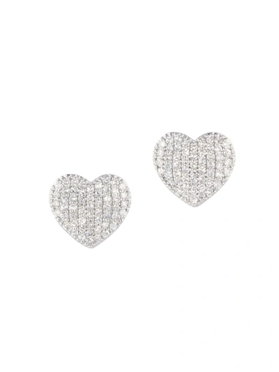 Phillips House Rhodium & 14k Yellow Gold Diamond Infinity Mini Heart Stud Earrings In White Gold