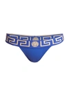 Versace Women's Greca Border Thong In Bluette