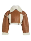 JACQUEMUS PAIOÙ CROPPED SHEARLING-LINED LEATHER JACKET,400014575201