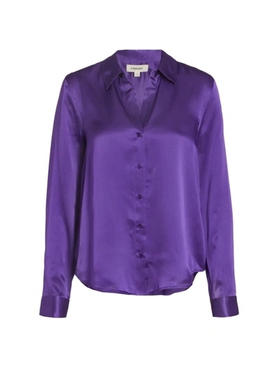 L'agence Tyler Silk Satin Blouse In Acai