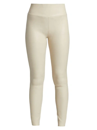 Sprwmn Cropped Stretch-suede Leggings In Off White