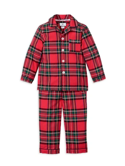 Petite Plume Unisex Imperial Tartan Flannel Pajama Set - Baby, Little Kid, Big Kid In Red