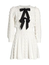 Alice And Olivia Kitty Bow Front Sweater Dress In Soft White Black