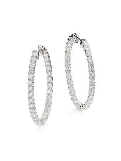 Saks Fifth Avenue Women's 14k White Gold & 3.00 Tcw Diamond Hoop Earrings