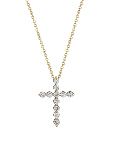 Saks Fifth Avenue Women's 14k Yellow Gold & 1 Tcw Diamond Cross Pendant Necklace