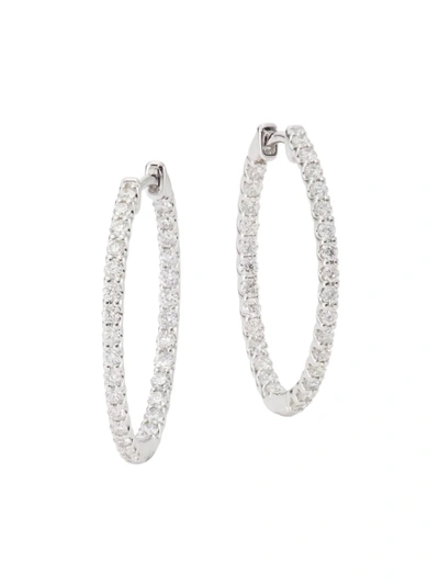 Saks Fifth Avenue Women's 14k White Gold & 1.00 Tcw Diamond Hoop Earrings