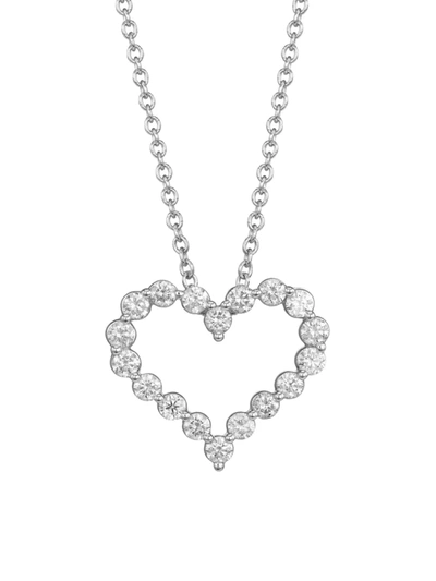Saks Fifth Avenue Women's 14k White Gold & 1 Tcw Diamond Open Heart Pendant Necklace