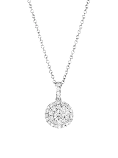 Saks Fifth Avenue Women's 14k White Gold & 1 Tcw Diamond Halo Pendant Necklace