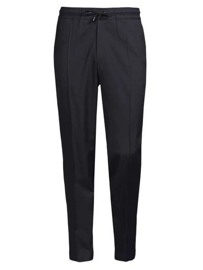 Isaia Men's Drawcord Wool-cotton Trousers In Blue