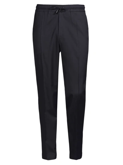 Isaia Men's Drawcord Wool-cotton Pants In Blue