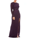 Mac Duggal Bead-embellished A-line Gown In Aubergine