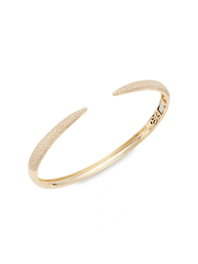 Saks Fifth Avenue Women's 14k Yellow Gold & 0.79 Tcw Diamond Pavé Claw Bangle