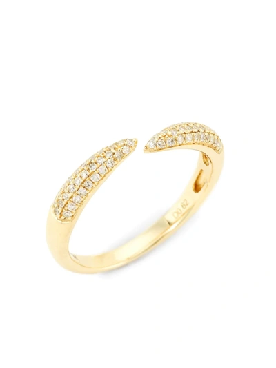 Saks Fifth Avenue Women's 14k Yellow Gold & 0.19 Tcw Diamond Pavé Claw Ring