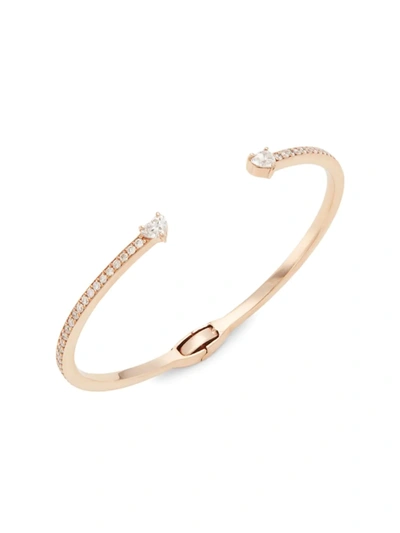 Saks Fifth Avenue Women's 14k Rose Gold & 2.38 Tcw Diamond Two-heart Pavé Cuff