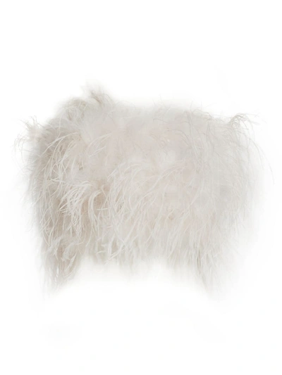 Lamarque Zaina Ostrich Feather Bustier Top In Bone